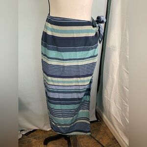 100%‎ silk Bridgetown Collection striped wrap skirt size small